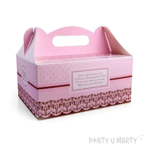 pudelko na ciasto komunia classic rozowe 10 szt