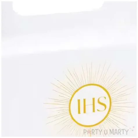pudelko na ciasto pierwsza komunia swieta ihs w aureoli bialo zloty czakos 10 szt