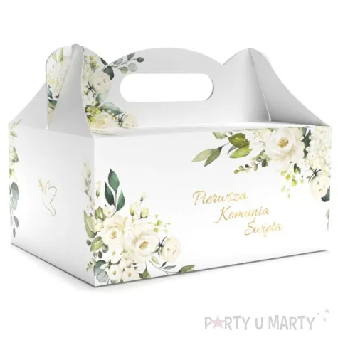 pudelko na ciasto pierwsza komunia swieta kwiaty biale toledo 5 szt