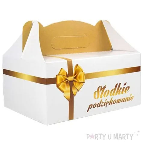 pudelko na ciasto slodkie podziekowanie zlota kokarda 5 szt