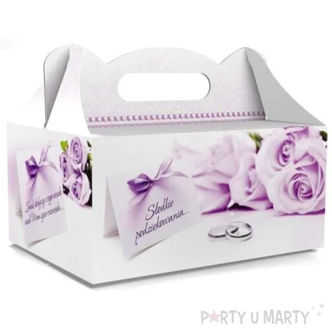 pudelko na ciasto slub slodkie podziekowania fioletowe toledo 5 szt