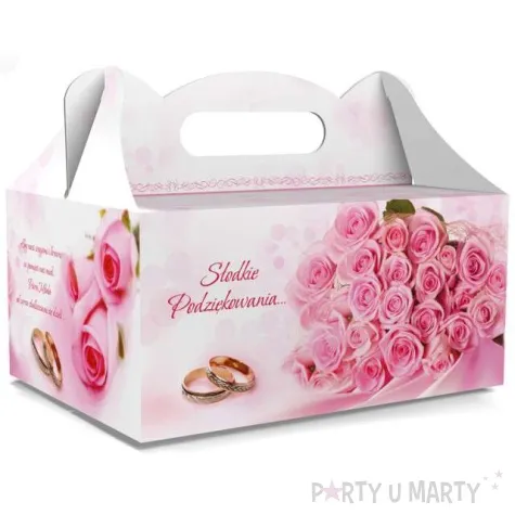pudelko na ciasto slub slodkie podziekowania rozowe toledo 5 szt