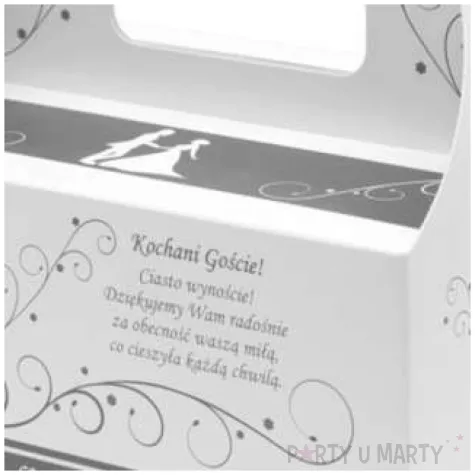 pudelko na ciasto wesele mloda para srebrne fsopakowania 5 szt