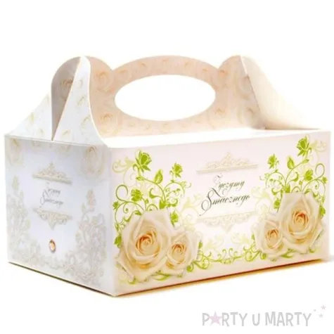 pudelko na ciasto zyczymy smacznego roze dekoracjepolska 5 szt