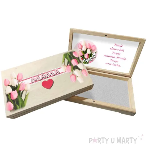 pudelko na czekolade szkatulka mama i tulipany prezent na dzien matki 20x10 5 cm