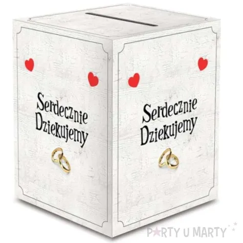 pudelko na koperty slub dwa serca dekoracje polska 24x24x30cm