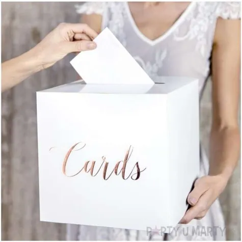 pudelko na telegramy cards partydeco rozowe zloto 24x24 cm