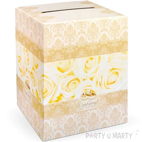 pudelko na telegramy dziekujemy obraczki zloty partydeco 25x25x30 cm