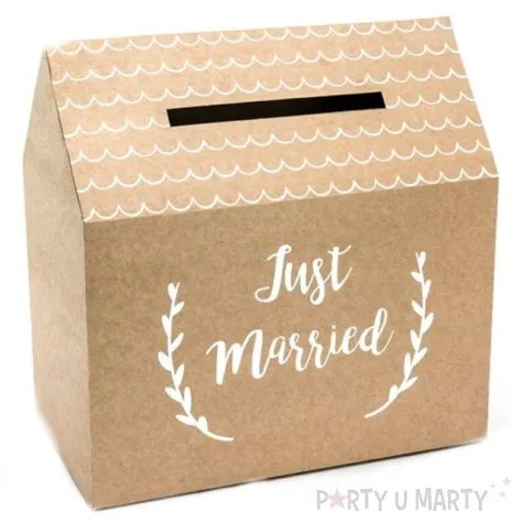 pudelko na telegramy just married partydeco kraft 30 5 x 30 cm