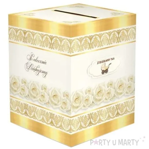 pudelko na telegramy serdecznie dziekujemy gold wozek