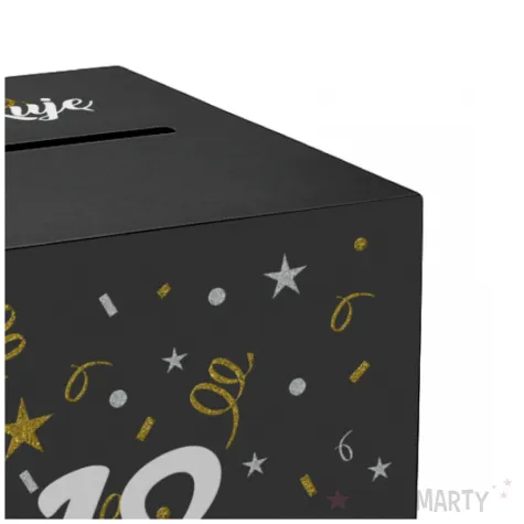 pudelko na telegramy skrzynka na koperty i pienidze 18 urodziny glamour osiemnastka czarne
