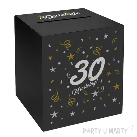 pudelko na telegramy skrzynka na koperty i pienidze 30 urodziny glamour czarne
