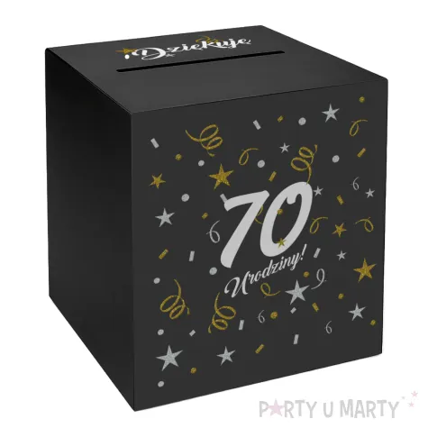 pudelko na telegramy skrzynka na koperty i pienidze 70 urodziny glamour czarne