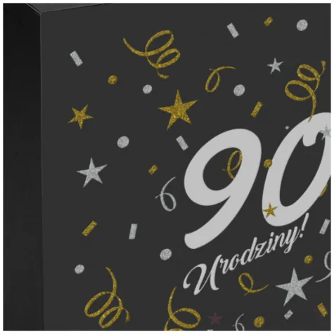 pudelko na telegramy skrzynka na koperty i pienidze 90 urodziny glamour czarne