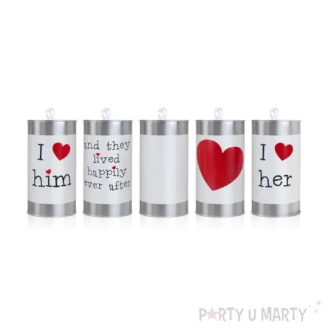 puszki dekoracyjne wesele biale partydeco 5szt