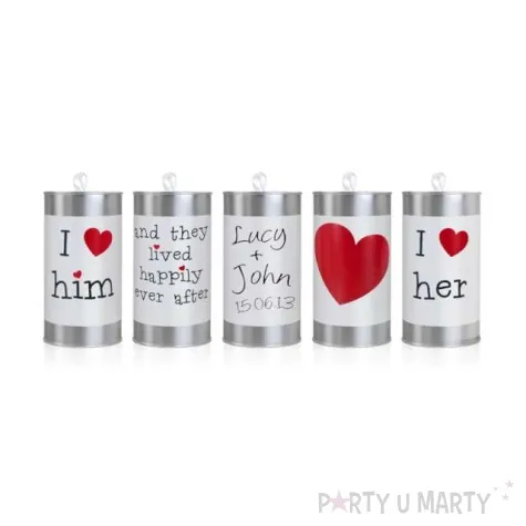 puszki dekoracyjne wesele biale partydeco 5szt