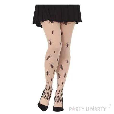 rajstopy czarne karaluchy biale guirca