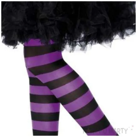 rajstopy dla dzieci halloweenowe paski fioletowe smiffys