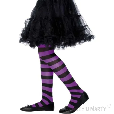 rajstopy dla dzieci halloweenowe paski fioletowe smiffys