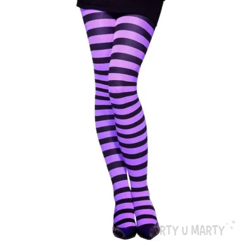 rajstopy dla dzieci halloweenowe paski fioletowe smiffys
