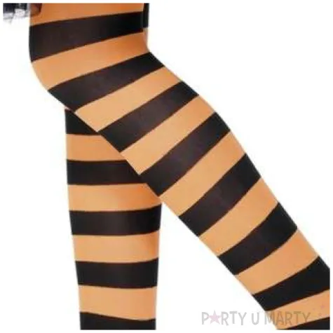 rajstopy dla dzieci halloweenowe paski pomaranczowe smiffys