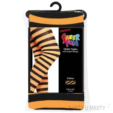 rajstopy dla dzieci halloweenowe paski pomaranczowe smiffys