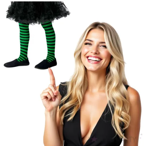 rajstopy dla dzieci halloweenowe paski zielone smiffys