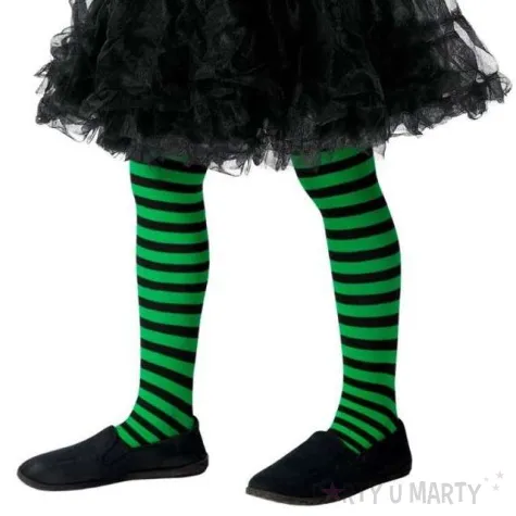 rajstopy dla dzieci halloweenowe paski zielone smiffys
