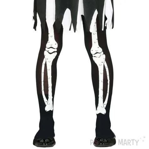 rajstopy dla dzieci kosciotrup halloween czarno bialy guirca 122 152 cm