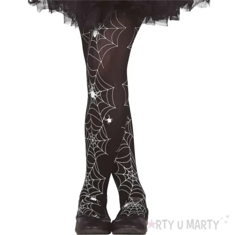 rajstopy dla dzieci pajecza siec halloween czarno bialy guirca 122 152 cm