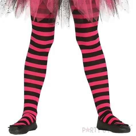 rajstopy dla dzieci w paski halloween rozowo czarny guirca 122 152 cm