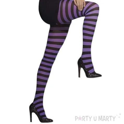 rajstopy halloween w paski fioletowo czarne smiffys rozm uniw