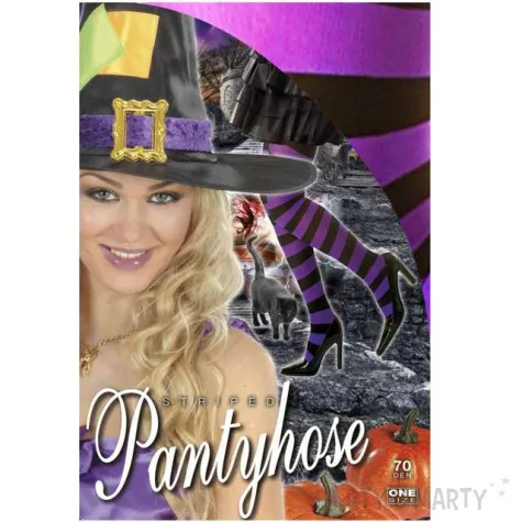 rajstopy paski halloween fioletowe widmann rozm uniw