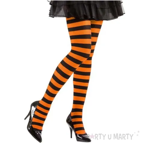 rajstopy paski halloween pomaranczowe widmann rozm xl