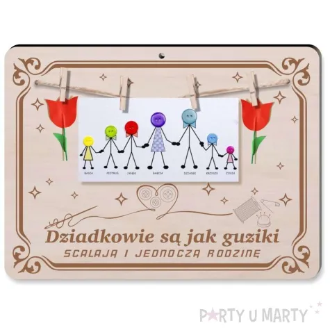 ramka dziadkowie sa jak guziki drewno 210x155 mm