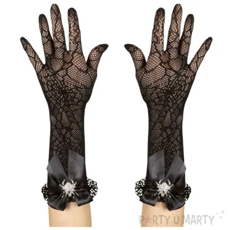 rekawiczki czaszka i pajeczyny czarne widmann