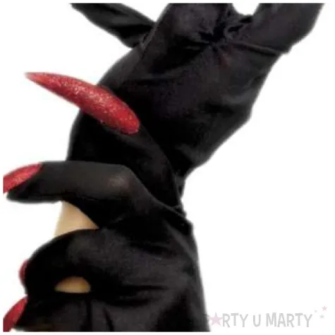 rekawiczki diabelskie pazury z brokatem czarne smiffys