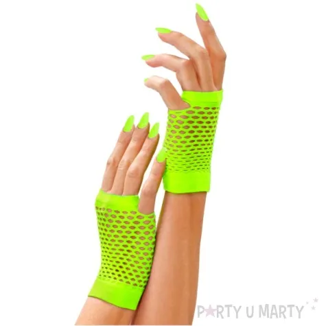 rekawiczki kabaretki neonowe lata 80 zielony widmann