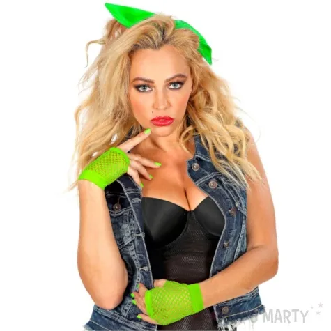 rekawiczki kabaretki neonowe lata 80 zielony widmann