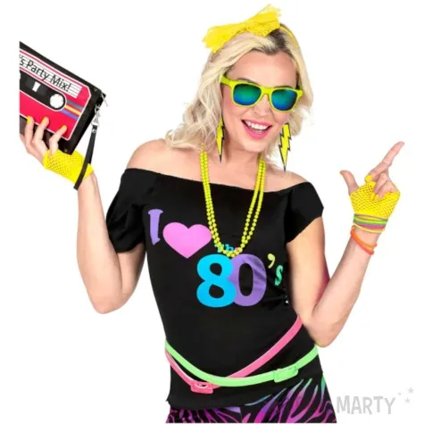 rekawiczki kabaretki neonowe lata 80 zolty widmann