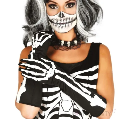 rekawiczki kosciotrup czarne biale guirca 40 cm