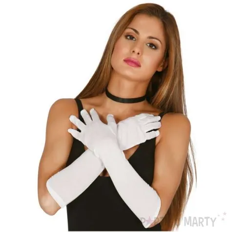 rekawiczki long elegant biale guirca 45 cm