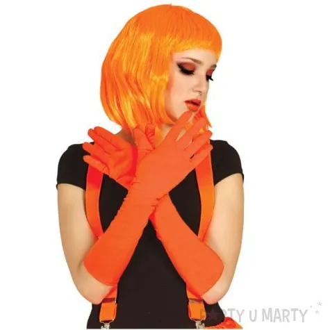 rekawiczki long elegant pomaranczowe neon guirca 45 cm