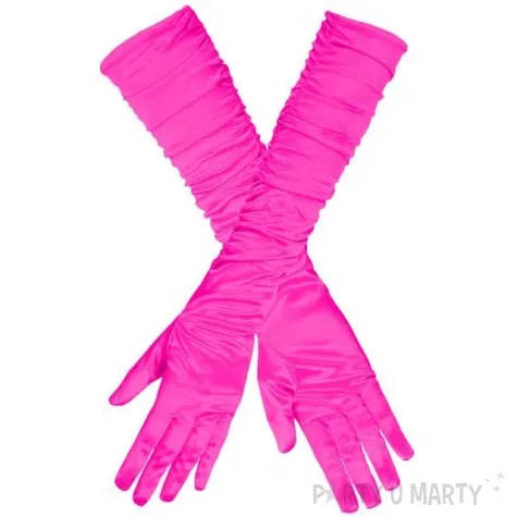 rekawiczki long elegant rozowe ciemne guirca 45 cm