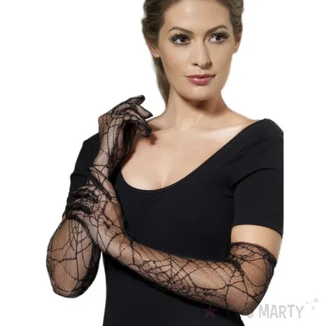 rekawiczki pajeczyny czarne smiffys 55 cm