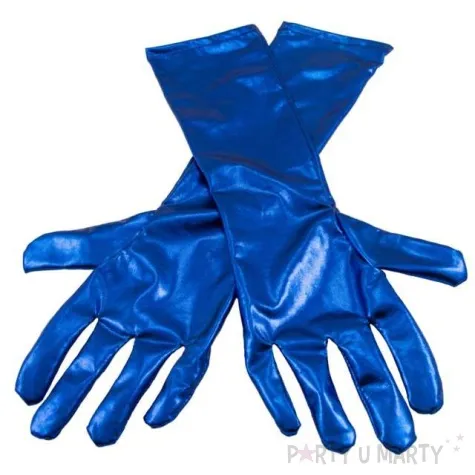 rekawiczki retro metaliczne niebieskie folat 40 cm
