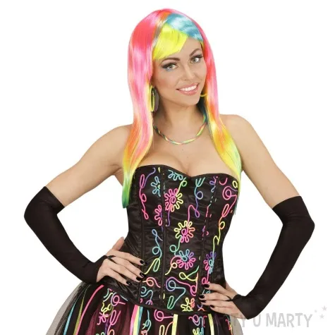 rekawiczki satynowe mitenki dlugie czarny widmann 43 cm