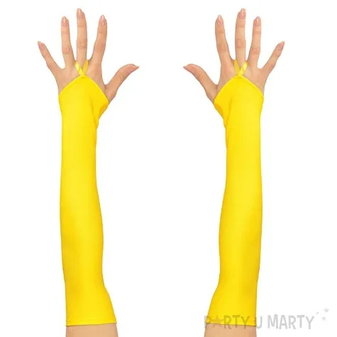 rekawiczki satynowe neonowe dlugie lata 80 zolty widmann 43 cm