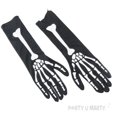 rekawiczki szkielet dlugie czarno biale tropic 36 cm