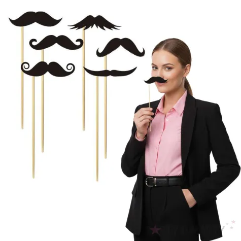rekwizyty do zdjec na movember fotogadzety na patyczkach wasy czarne meksykanskie 6 szt